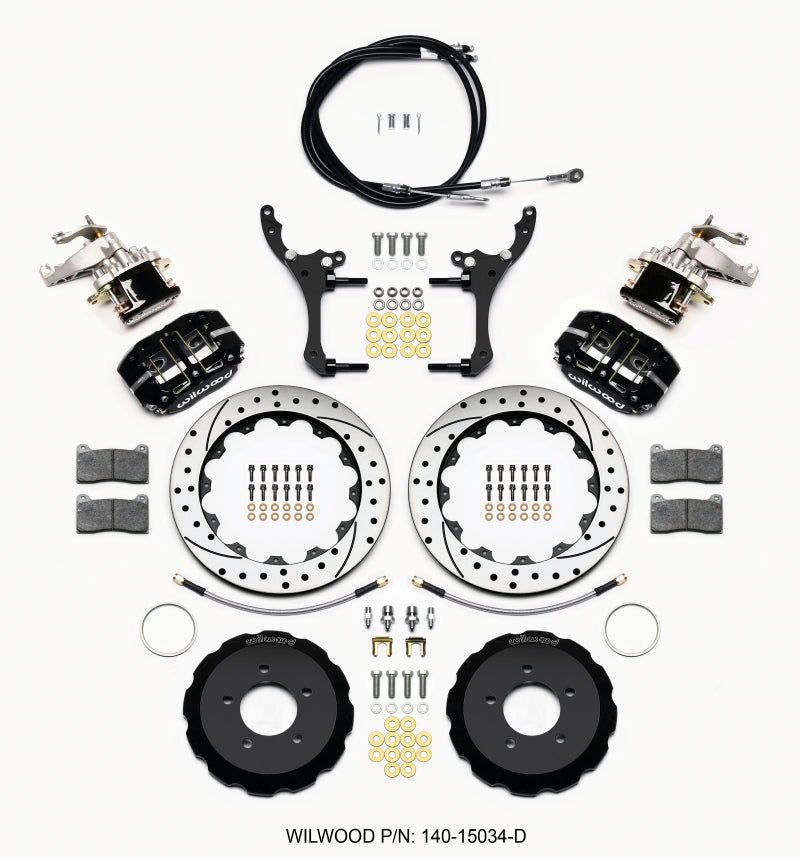 WIL Dynapro Brake Kit - Wilwood Dynapro Radial4 / MC4 Rear Kit 12.88 Drilled 2006-15 Miata w/Lines & Cables