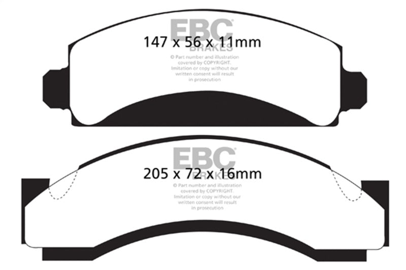 EBC Yellowstuff Brake Pad Sets - EBC 74-80 Chevrolet C30 (JB8) Yellowstuff Front Brake Pads