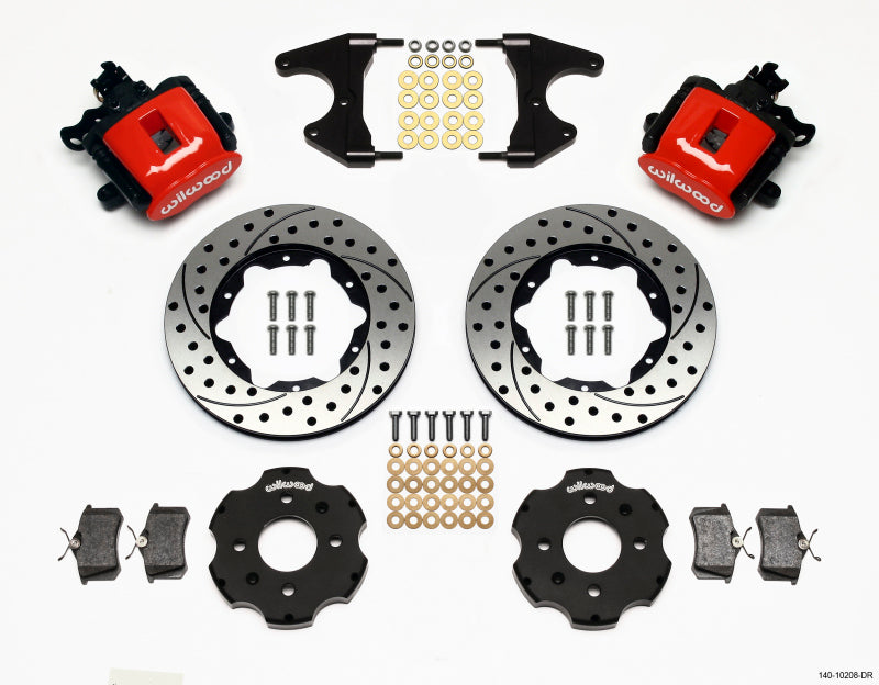 WIL Parking Brake Brake Kit - Wilwood Combination Parking Brake Rear Kit 11.00in Drilled Red Civic / Integra Drum 2.46 Hub Offset