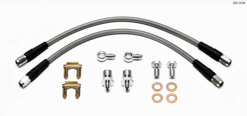 WIL Flexline Brake Hose - Wilwood Flexline Kit D52 Caliper 14in w/ Banjo 10mm -3/8-24 Chassis