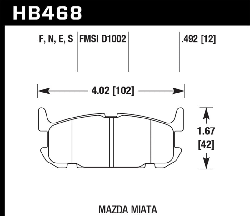 HAWK HPS 5.0 Brake Pad Sets - Hawk 04-05 Mazda Miata HPS 5.0 Street Rear Brake Pads