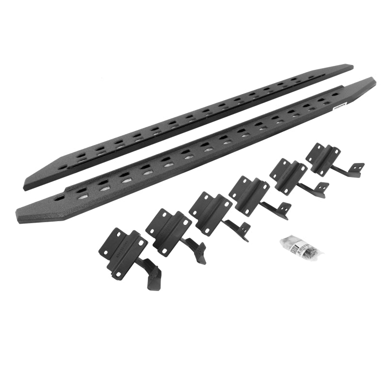 GOR RB20 Slim Running Boards - Go Rhino 17-22 Ford F-250/F-350 SC 4DR RB20 Slim Running Boards Kit (w/Brackets) - Bedliner Coating