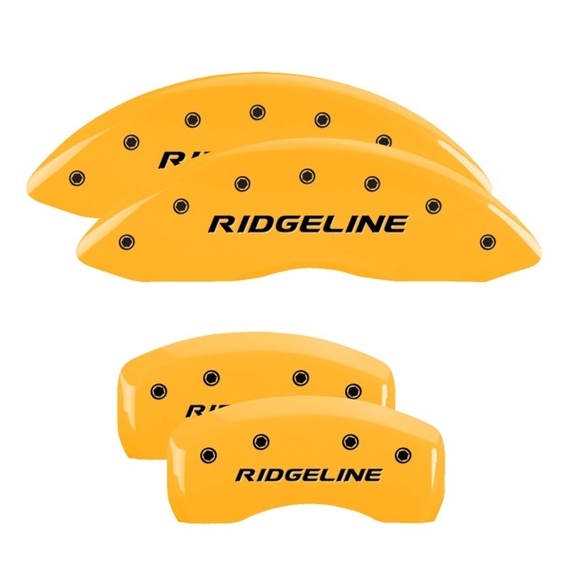 MGP Caliper Covers 4 Logo - MGP 4 Caliper Covers Engraved Front & Rear Ridgeline Yellow Finish Black Char 2019 Honda Ridgeline