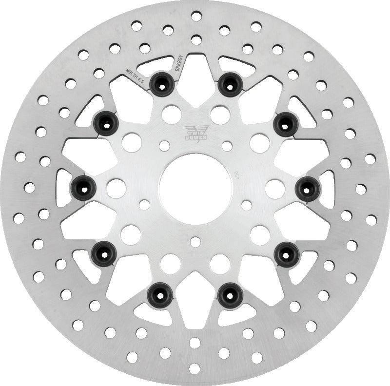TWP Brake Rotors - Twin Power 84-17 Big Twin Exc 11.8 and Lug Mount 84-13 XL Front 11.5 Floating Rotor Mesh Silver