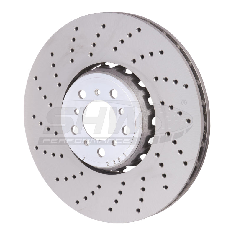 SHW Drilled Lightweight Rotors - SHW 15-18 BMW X5 M 4.4L Left Front Cross-Drilled Lightweight Brake Rotor (34112284901)