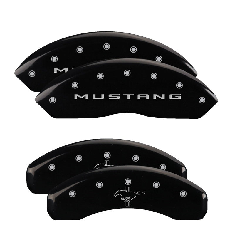 MGP Caliper Covers 4 Logo - MGP 4 Caliper Covers Engraved Front 2015/Mustang Engraved Rear 2015/Bar & Pony Black finish slvr ch