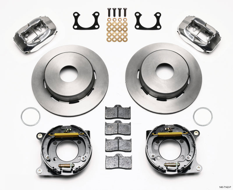 WIL Dynalite Brake Kit - Wilwood Forged Dynalite P/S Park Brake Kit Polished Big Ford 2.36in Offset Currie Blank