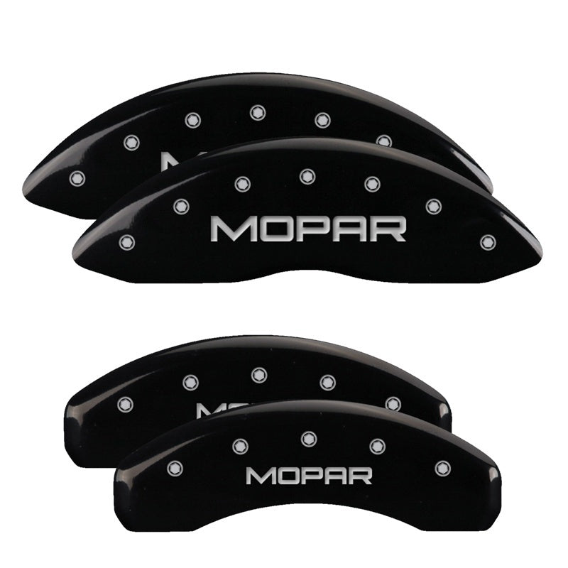 MGP Caliper Covers 4 Logo - MGP 4 Caliper Covers Engraved Front & Rear 11-18 Dodge Durango Black Finish Silver Mopar Logo