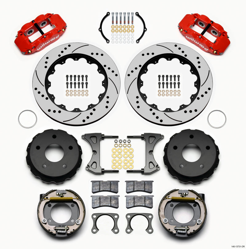 WIL Superlite Brake Kit - Wilwood Narrow Superlite 4R Rear P-Brk Kit 14.00in Drill Red Big Ford 2.00in Off Bronco 5 x 5.50