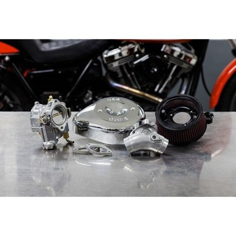 SSC Air Cleaner Kits - S&S Cycle 2006 BT Super E Carburetor &  Stealth Air Cleaner Kit w/ Chrome Teardrop