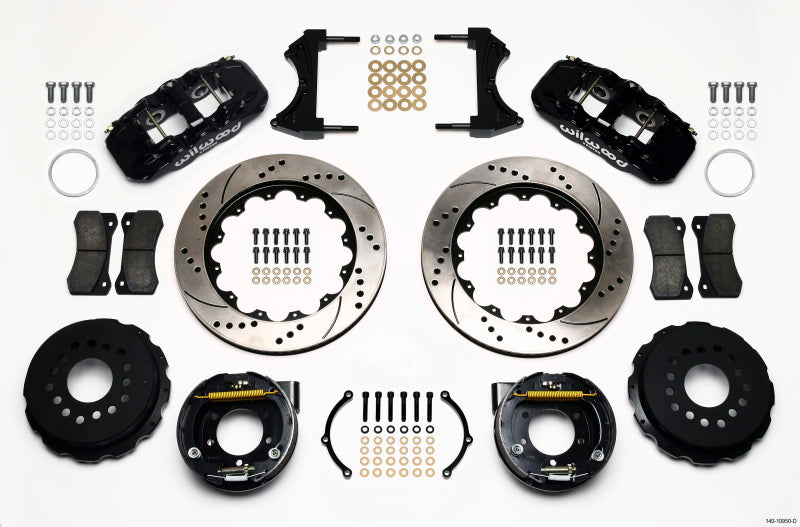 WIL Aero Brake Kit - Wilwood AERO4 Rear P-Brake Kit 14.00in Drilled 2005-2014 Mustang