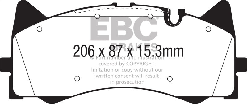 EBC Yellowstuff Brake Pad Sets - EBC 2015+ Mercedes-Benz C63 AMG (W205) 4.0L Twin Turbo Yellowstuff Front Brake Pads