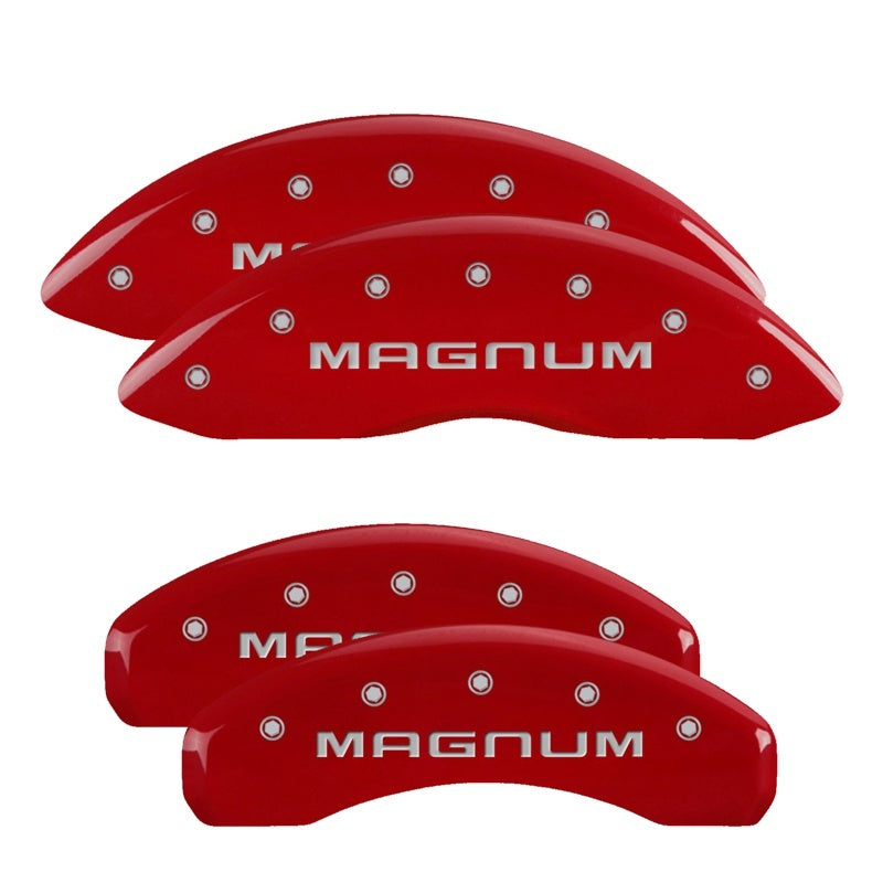 MGP Caliper Covers 4 Logo - MGP 4 Caliper Covers Engraved Front & Rear Magnum Red finish silver ch