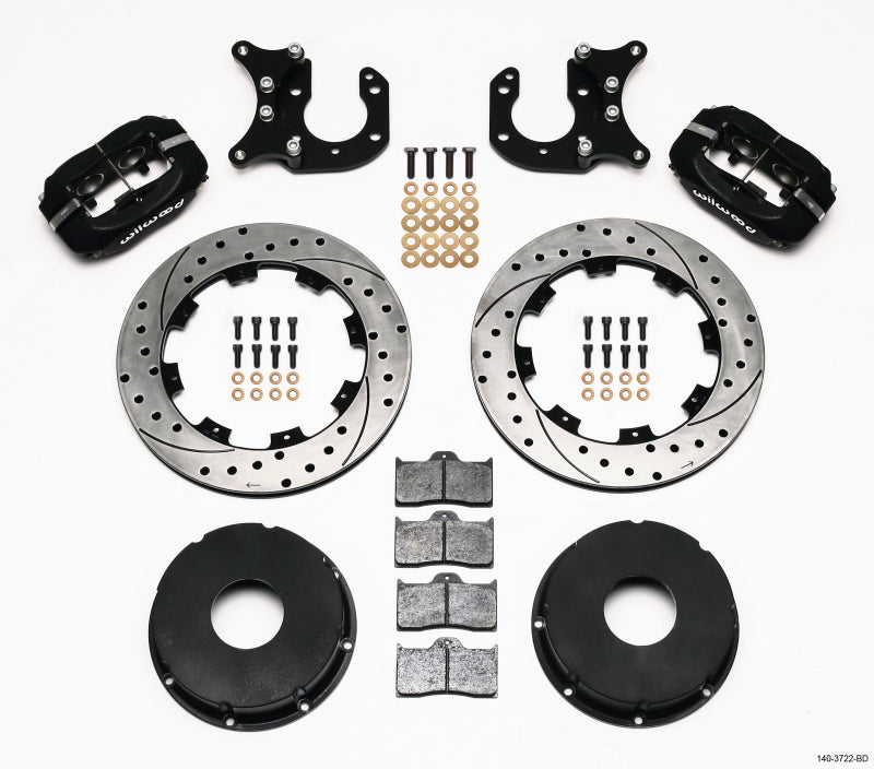 WIL Dynalite Brake Kit - Wilwood Forged Dynalite P/S Rear Kit Drilled Rotor Big Ford 2.36in Offset Currie Blank