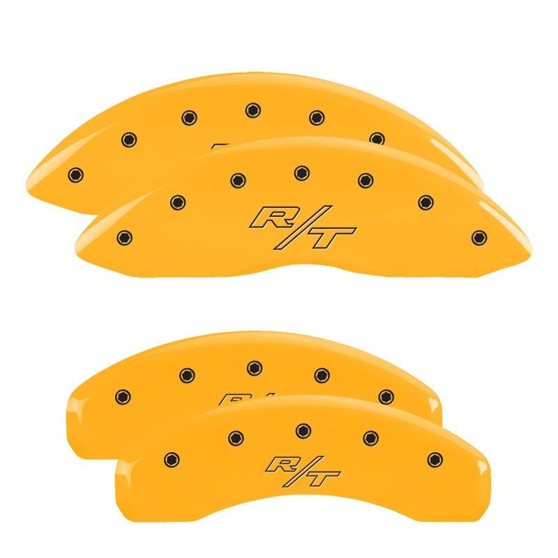 MGP Caliper Covers 4 Logo - MGP 4 Caliper Covers Engraved Front & Rear Vintage Style/RT Yellow finish black ch