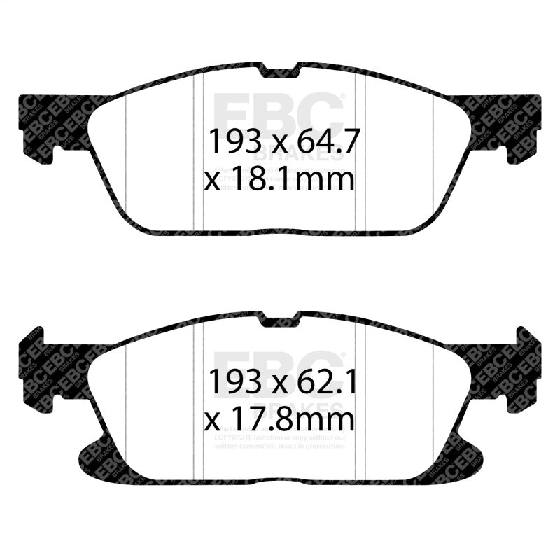 EBC Redstuff Brake Pad Sets - EBC 19+ Ford Edge ST 4WD 2.7TT w/o Performance Brake Package Redstuff Front Brake Pads