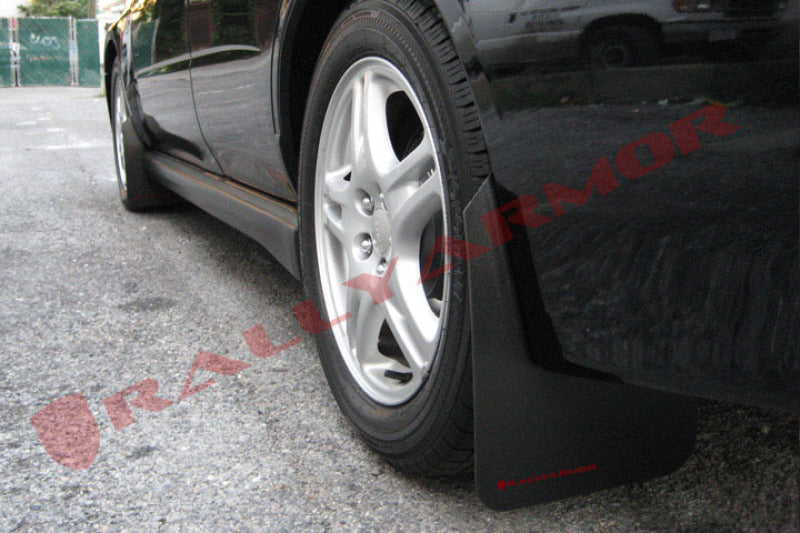 RAL Basic Blk Flap/Rd Logo - Rally Armor 02-07 Subaru WRX/STI/RS/2.5i (Wagons Req. Mod.) Basic Black Mud Flap w/Red Logo