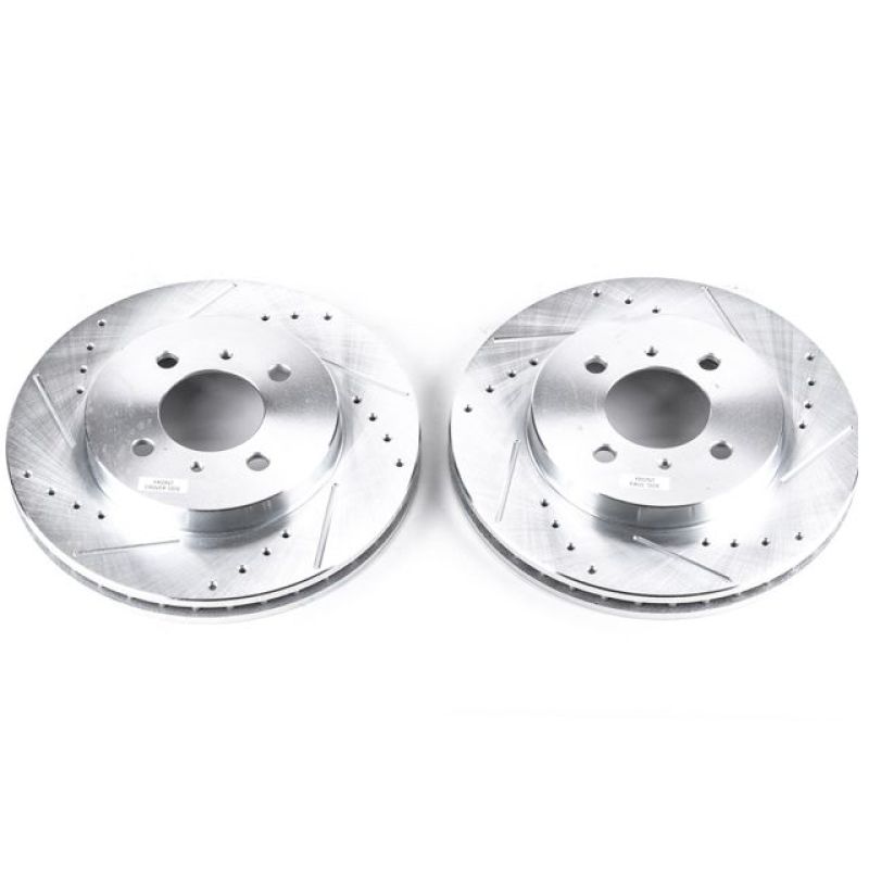 PSB Evolution Drill/Slot Rotor - Power Stop 02-07 Mitsubishi Lancer Front Evolution Drilled & Slotted Rotors - Pair