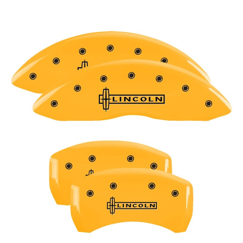 MGP Caliper Covers 4 Logo - MGP 4 Caliper Covers Engraved Front & Rear Lincoln Yellow finish black ch