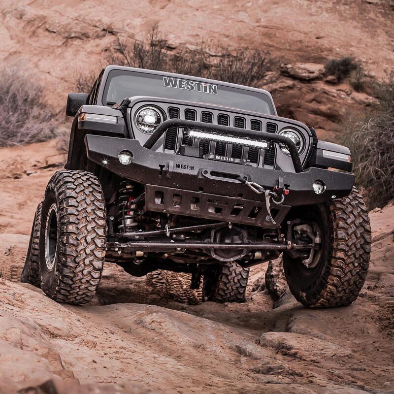 WES WJ2 Bumpers - Westin 18-19 Jeep Wrangler JL WJ2 Full Width Front Bumper w/Bull Bar Textured Black