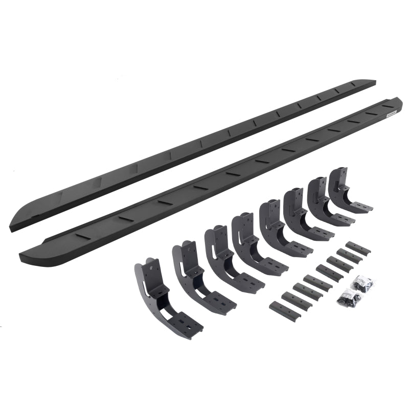 GOR RB10 Slim Running Boards - Go Rhino 20-22 GMC Sierra 2500HD CC (New Bdy) RB10 Slim Running Boards Kit (w/Brackets) - Tex. Blk