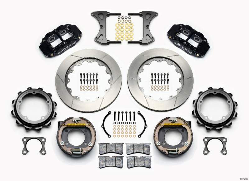 WIL Superlite Brake Kit - Wilwood Narrow Superlite 4R Rear P-Brk Kit 14.00in Strange Eng Floater 3.49in Offset
