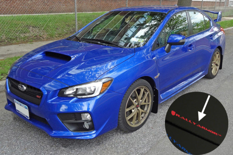 RAL UR White Flap/Red Logo - Rally Armor 15-21 Subaru WRX/STI White UR Mud Flap w/Red Logo