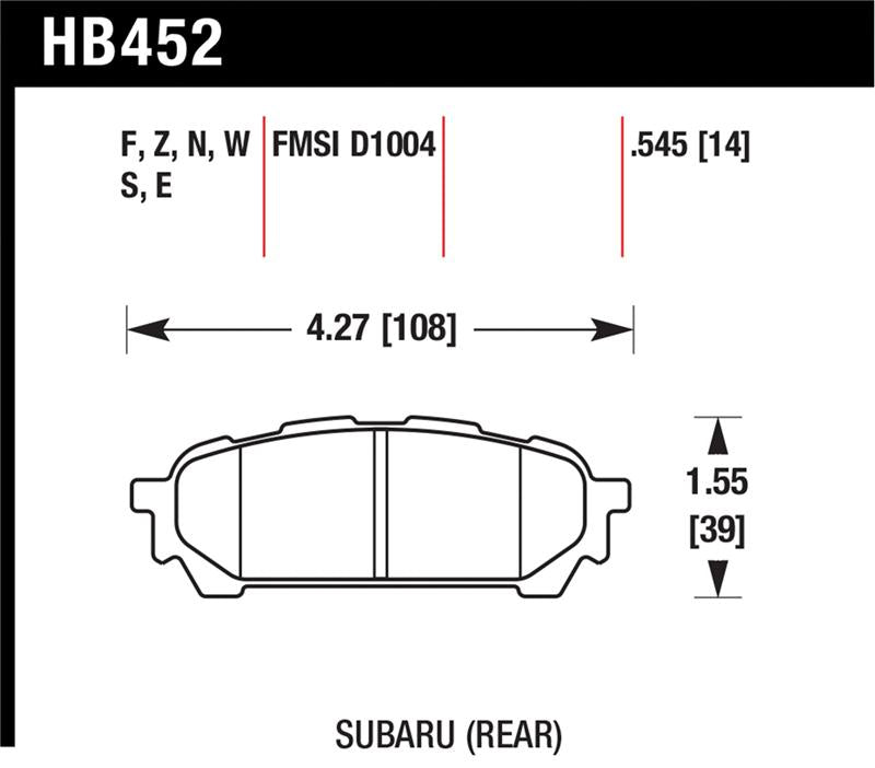 HAWK HP+ Brake Pad Sets - Hawk 03-05 WRX D1004 HP+ Street Rear Brake Pads