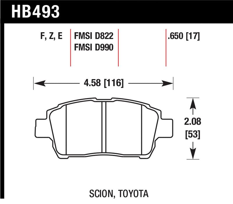 HAWK HPS Brake Pad Sets - Hawk 04-07 xA/xB / 2000 MR2 Spyder D990 HPS Street Front Brake Pads