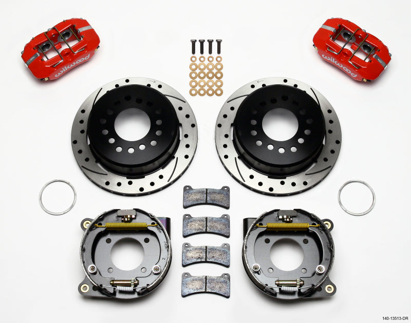 WIL Dynapro Brake Kit - Wilwood Dynapro Low-Profile 11.00in P-Brake Kit Drill-Red BOP Axle 2.75in Bearing 2.75 Offset