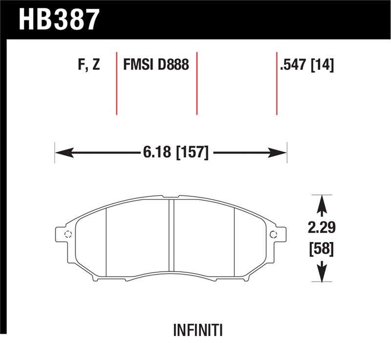 HAWK Ceramic Brake Pad Sets - Hawk 06-09 350z/ 05-08 G35 w/o Brembo Performance Ceramic Street Front Brake Pads