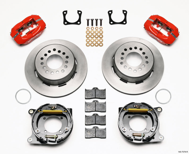 WIL Dynalite Brake Kit - Wilwood Forged Dynalite P/S Park Brake Kit Red Chevy 12 Bolt-Spec 3.15in Bearing