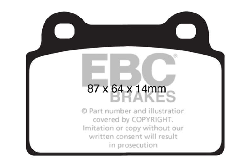 EBC Redstuff Brake Pad Sets - EBC 08-16 Mitsubishi Lancer Evo 10 2.0 Turbo (1 piece rotor) Redstuff Rear Brake Pads