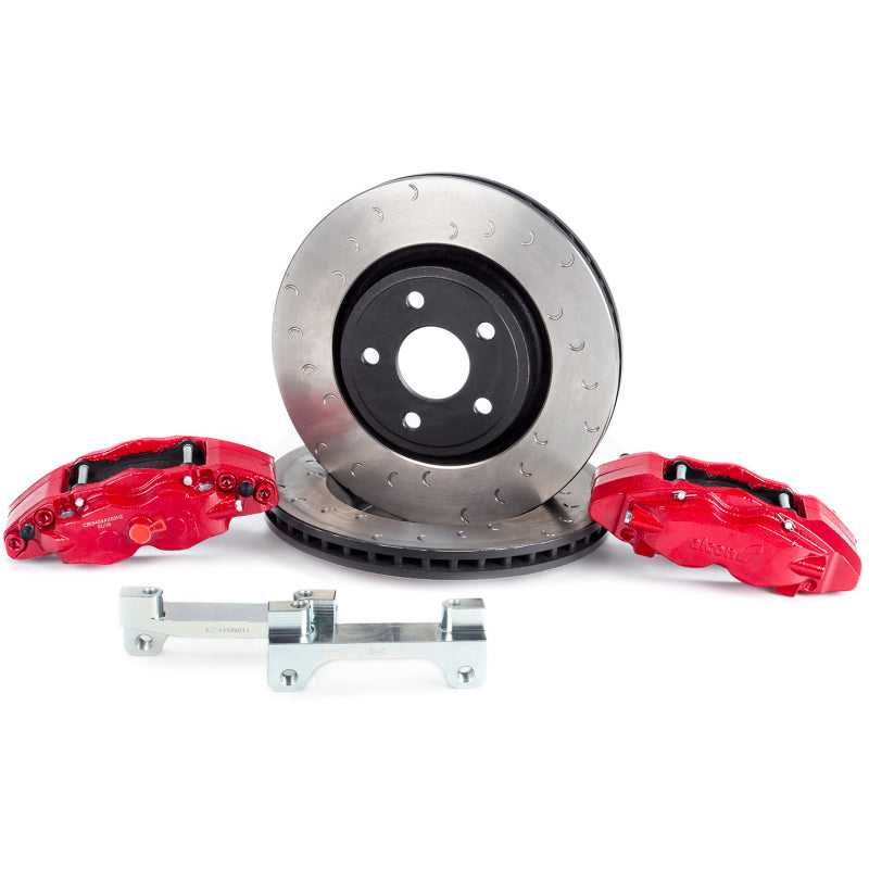 ALC Front Brake Kits - Alcon 2007+ Jeep JK w/ 5x5.5in Hub 357x32mm Rotor 4-Piston Red Calipers Front Brake Upgrade Kit