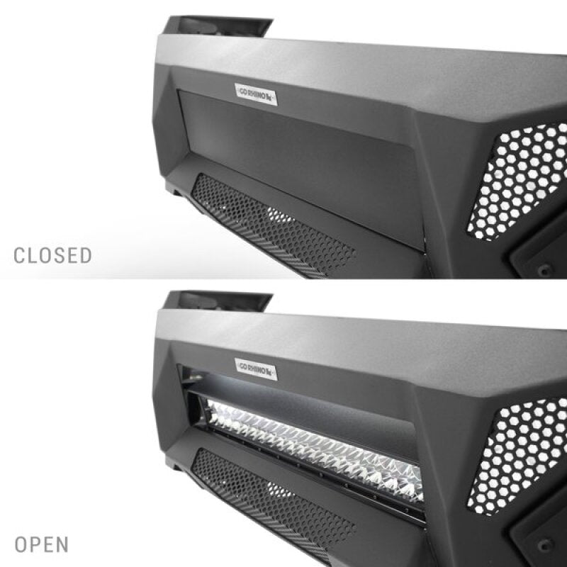 GOR Element Bumper - Go Rhino 16-21 Tacoma Element Front Bumper w/ Power Actuated Hide-away Light Bar Mount Tex Black