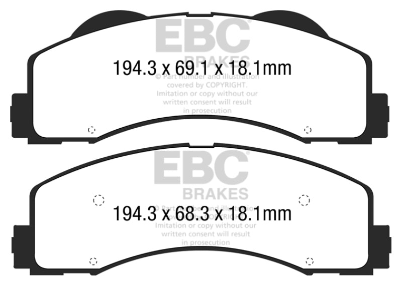 EBC Greenstuff Brake Pad Sets - EBC 15+ Ford F150 2.7 Twin Turbo (2WD) Greenstuff Front Brake Pads