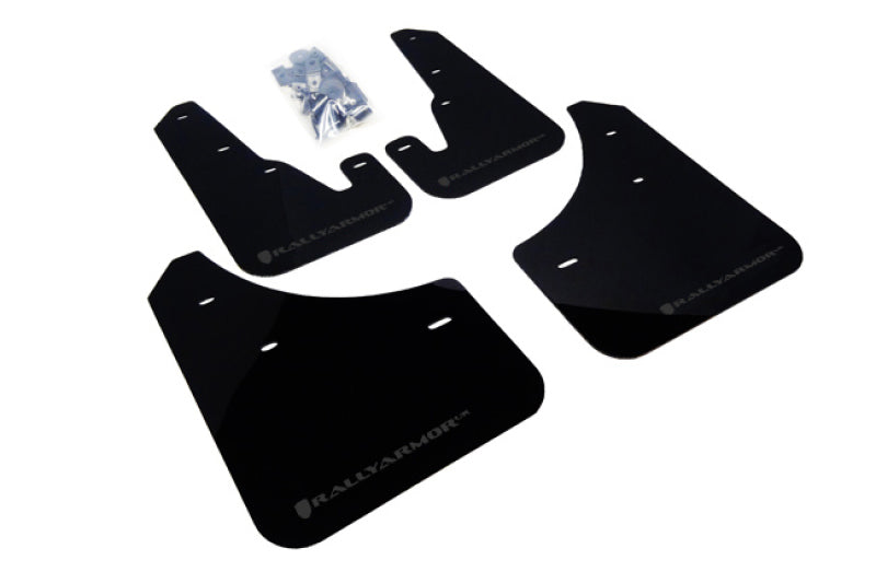 RAL UR Blk Flap/Grey Logo - Rally Armor 04-09 Mazda3/Speed3 Black UR Mud Flap w/ Grey Logo