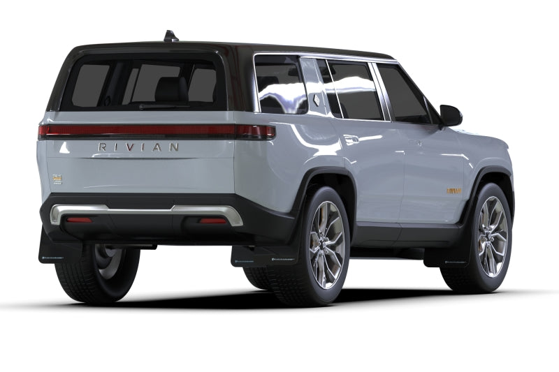 RAL UR Blk Flap/Blue Logo - Rally Armor 22-26 Rivian R1S Black UR Mud Flap w/Light Blue Logo