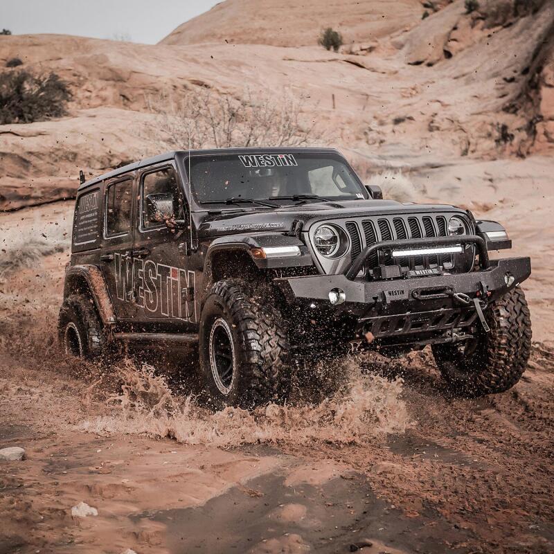 WES WJ2 Bumpers - Westin 18-19 Jeep Wrangler JL WJ2 Full Width Front Bumper w/Bull Bar Textured Black