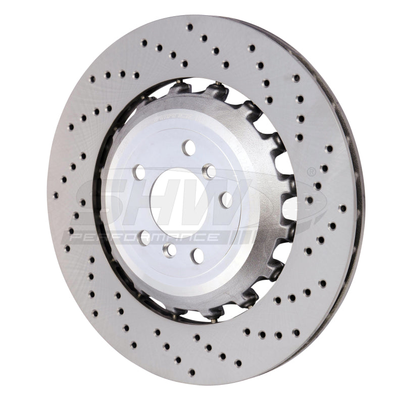 SHW Drilled Lightweight Rotors - SHW 11-16 BMW M5 4.4L Right Rear Cross-Drilled Lightweight Brake Rotor (34212284104)