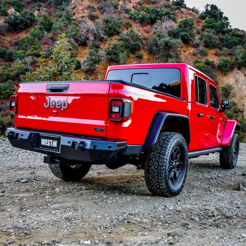 WES WJ2 Bumpers - Westin 2020 Jeep Gladiator w/Sensors WJ2 Rear Bumper w/Sensor - Textured Black