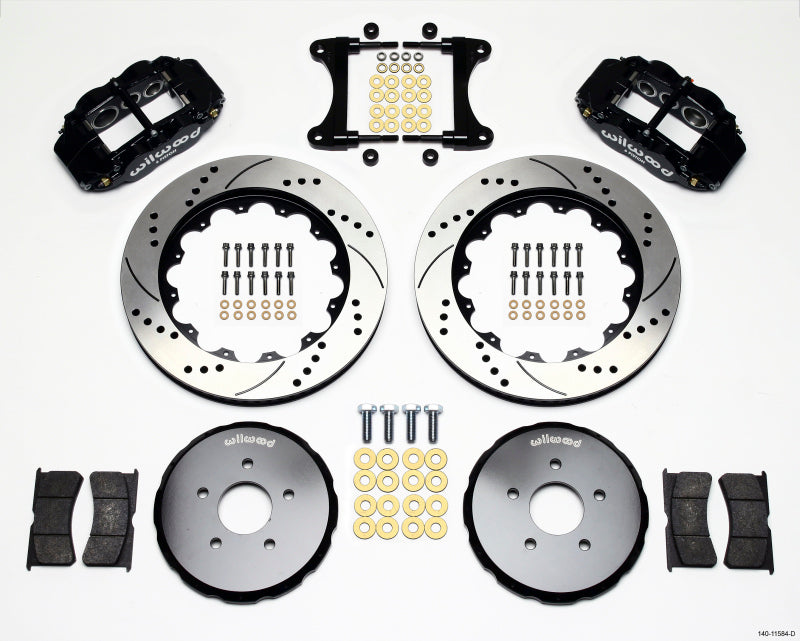 WIL Superlite Brake Kit - Wilwood Narrow Superlite 6R Front Hat Kit 14.00in Drilled Nissan 370Z/Fiti G37