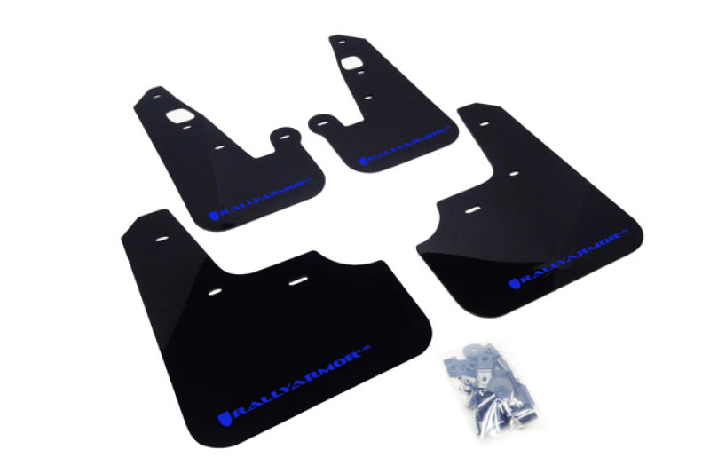 RAL UR Blk Flap/Blue Logo - Rally Armor 07-17 Mitsubishi Lancer Black UR Mud Flap w/ Blue Logo