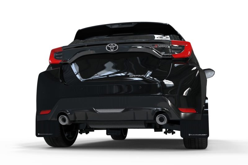 RAL UR Blk Flap/Wht Logo - Rally Armor 20-25 Toyota GR Yaris Black Mud Flap w/White Logo
