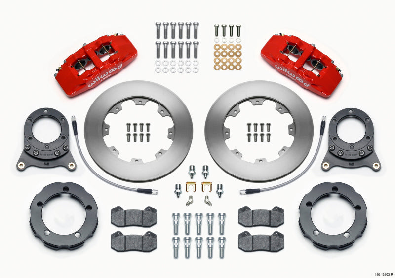 WIL Dynapro Brake Kit - Wilwood Dynapro 6 Front Hat Kit 11.75in Rotor Red 66-75 Ford Bronco Dana 30/44 w/Lines
