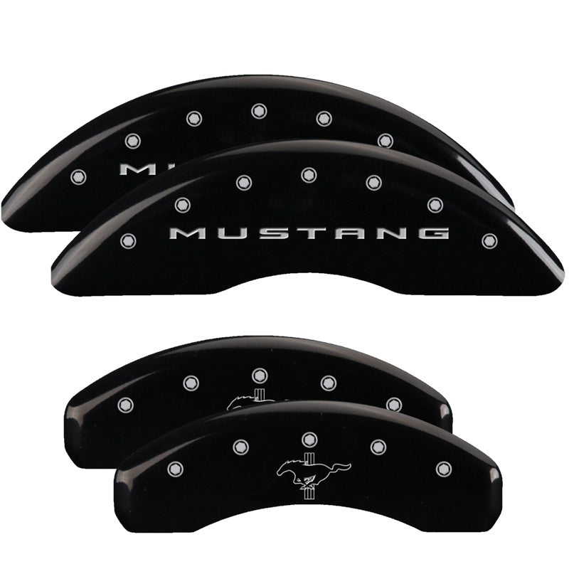 MGP Caliper Covers 4 Logo - MGP 4 Caliper Covers Engraved Front 2015/Mustang Engraved Rear 2015/Bar & Pony Black fnsh silver ch