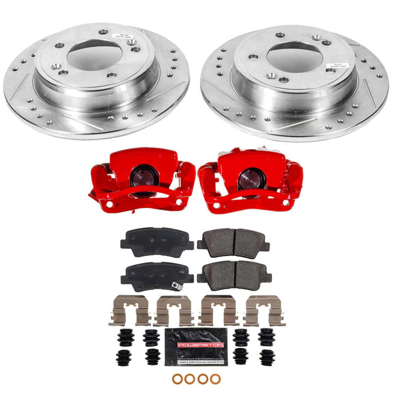 PSB Z23 Evolution Kit w/Cals - Power Stop 2016 Hyundai Veloster Rear Z23 Evolution Kit w/Calipers