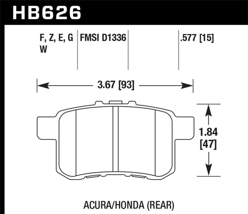HAWK HPS 5.0 Brake Pad Sets - Hawk 11-14 Acura TSX HPS 5.0 Rear Brake Pads