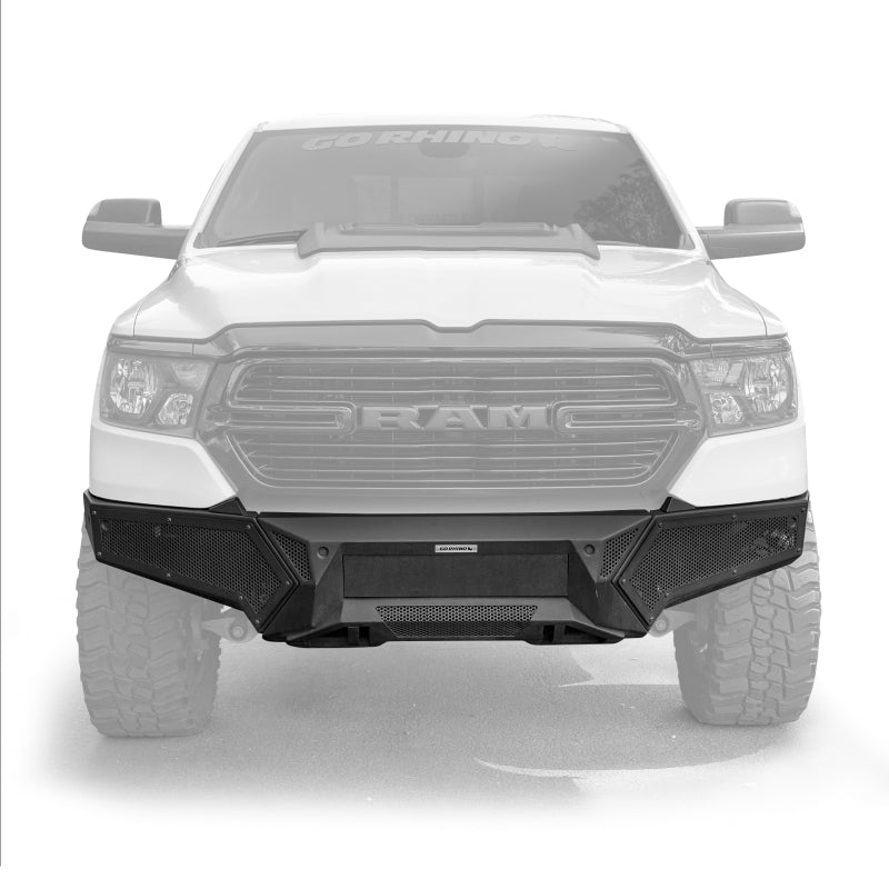 GOR Element Bumper - Go Rhino 19-24 Ram 1500 (Excl. Rebel/Warlock/TRX) Element Front Bumper w/Pwr Bar - Tex. Blk