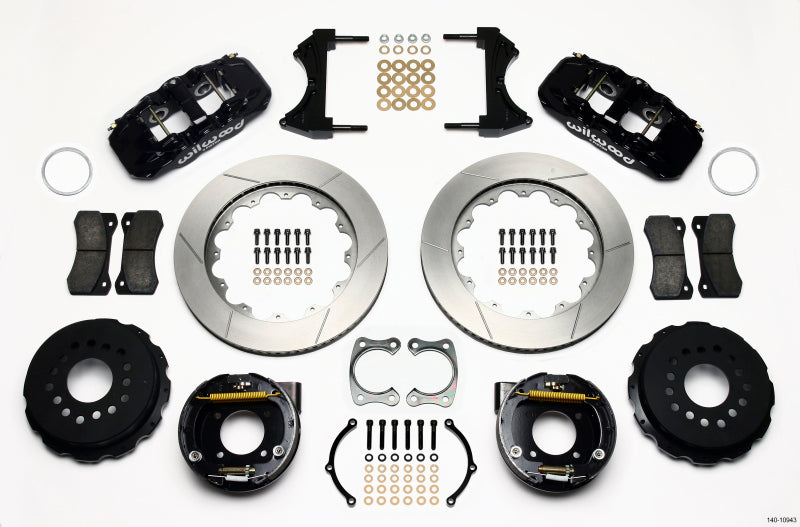 WIL Aero Brake Kit - Wilwood AERO4 Rear P-Brake Kit 14.00in Chevy 12 Bolt w/ C-Clips